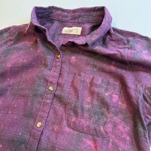 Hollister‎ Women's XS Purple Plaid Flannel Button-Up Shirt